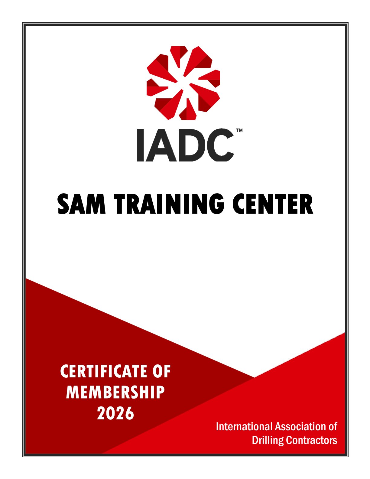 CT00048884 SAM TRAINING CENTER 2026 CERTIFICATE